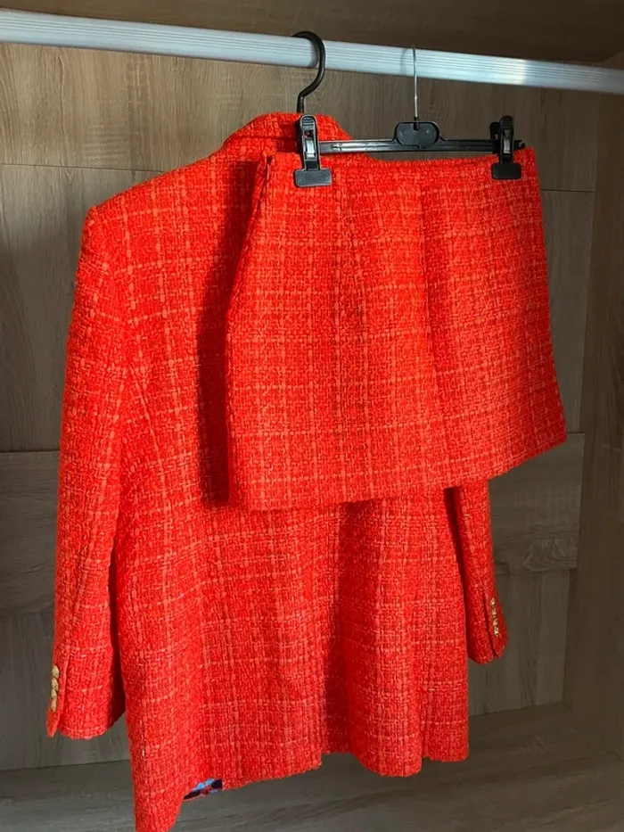 Ensemble tailleur jupe Zara tweed taille S - photo numéro 10