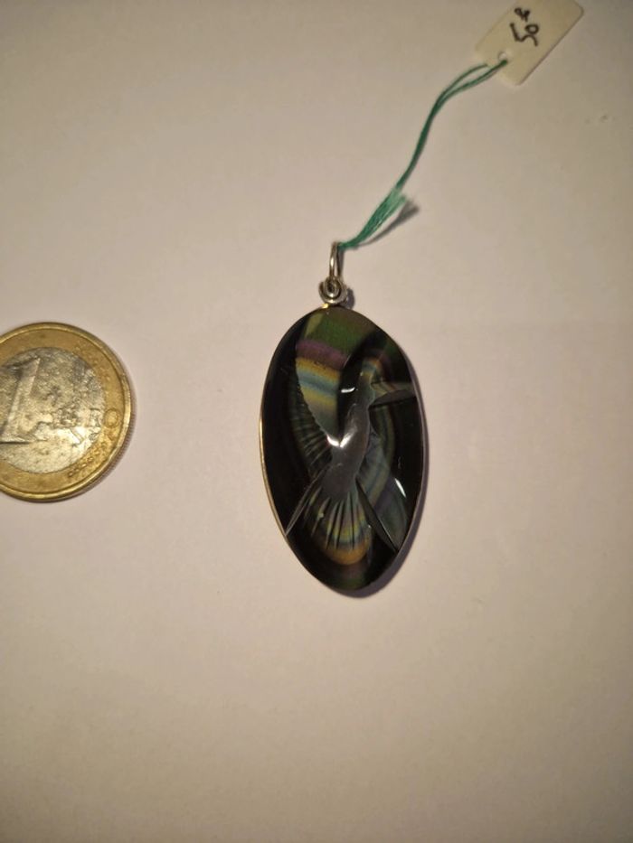 Pendentif obsidienne arc en ciel colombe - photo numéro 7