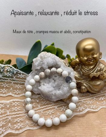 Bracelet magnésite et arbre de vie 18,5 cm , lithothérapie