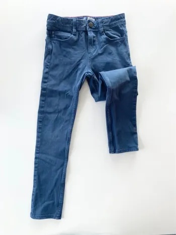Pantalon 👖 slim en toile unie bleu garçon 6ans