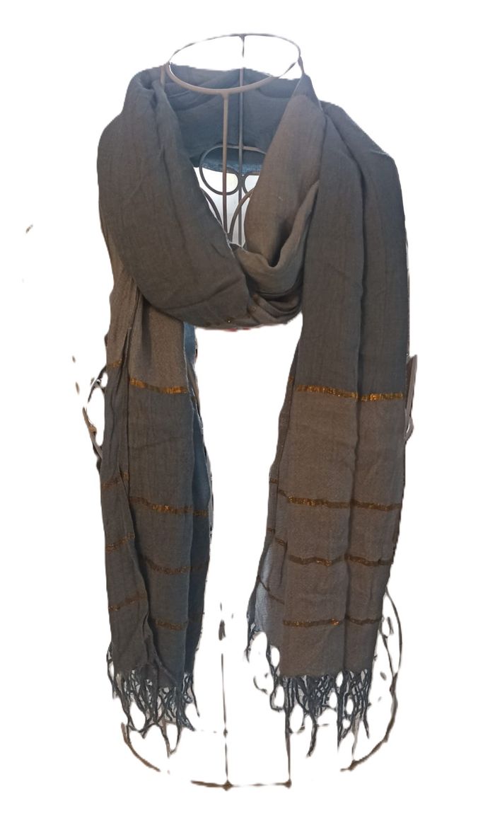 Écharpe Douce bleue Rayures Dorées - photo numéro 5