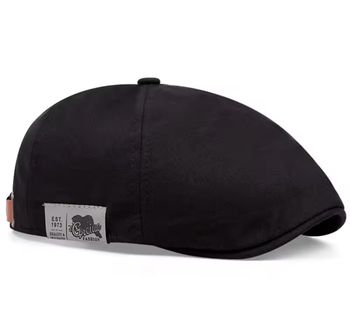 Béret Vintage en lin Noir