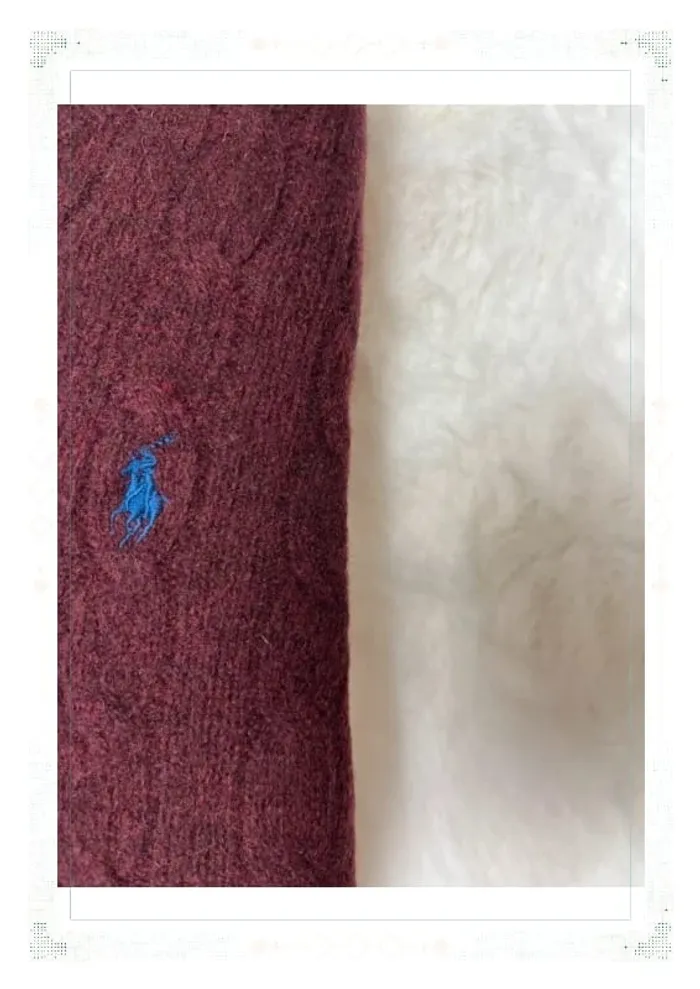 Ralph Lauren pull femme laine mérinos torsadé bordeaux col rond taille S (étiquette coupée) - photo numéro 5