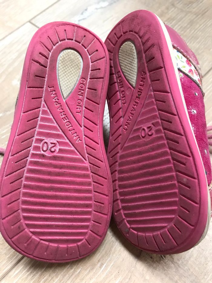 Chaussures premiers pas bébé fille 20 bopy rose à lacets - photo numéro 3