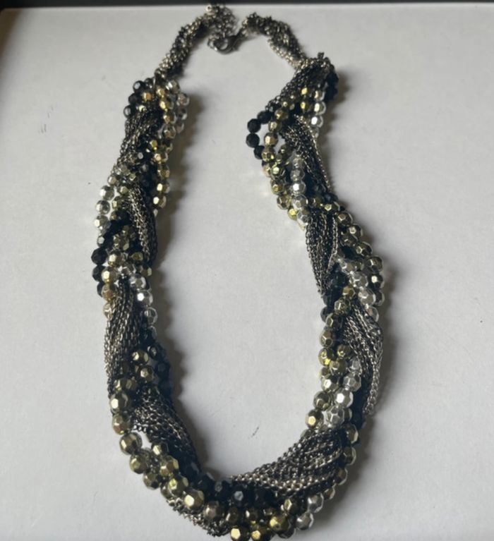 Joli collier fantaisie, noir gris G - photo numéro 8