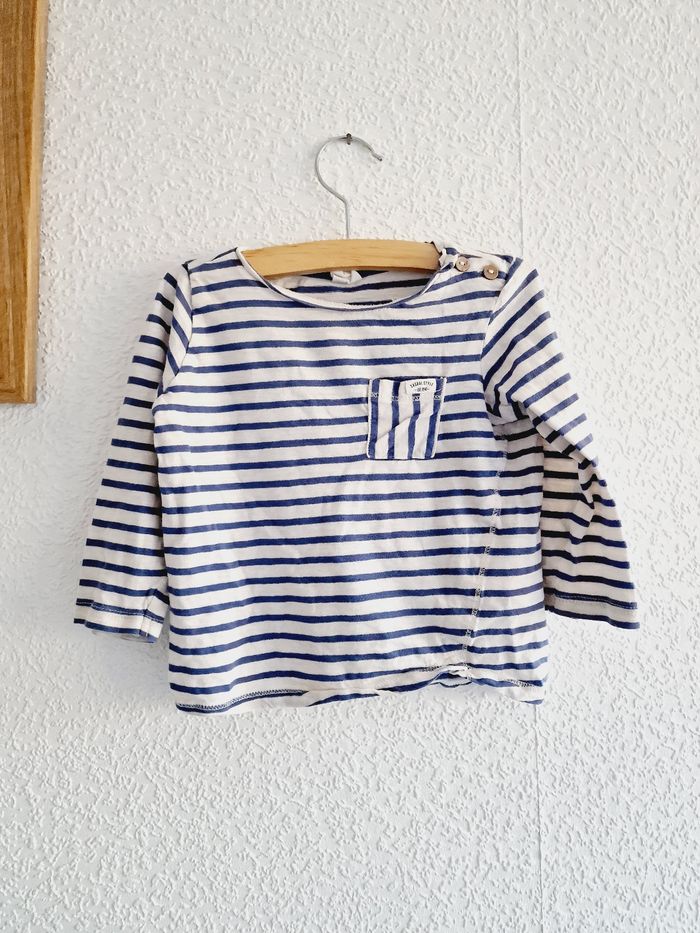 H&M - Tee-shirt léger, marinière, manches longues (12 mois) - photo numéro 2