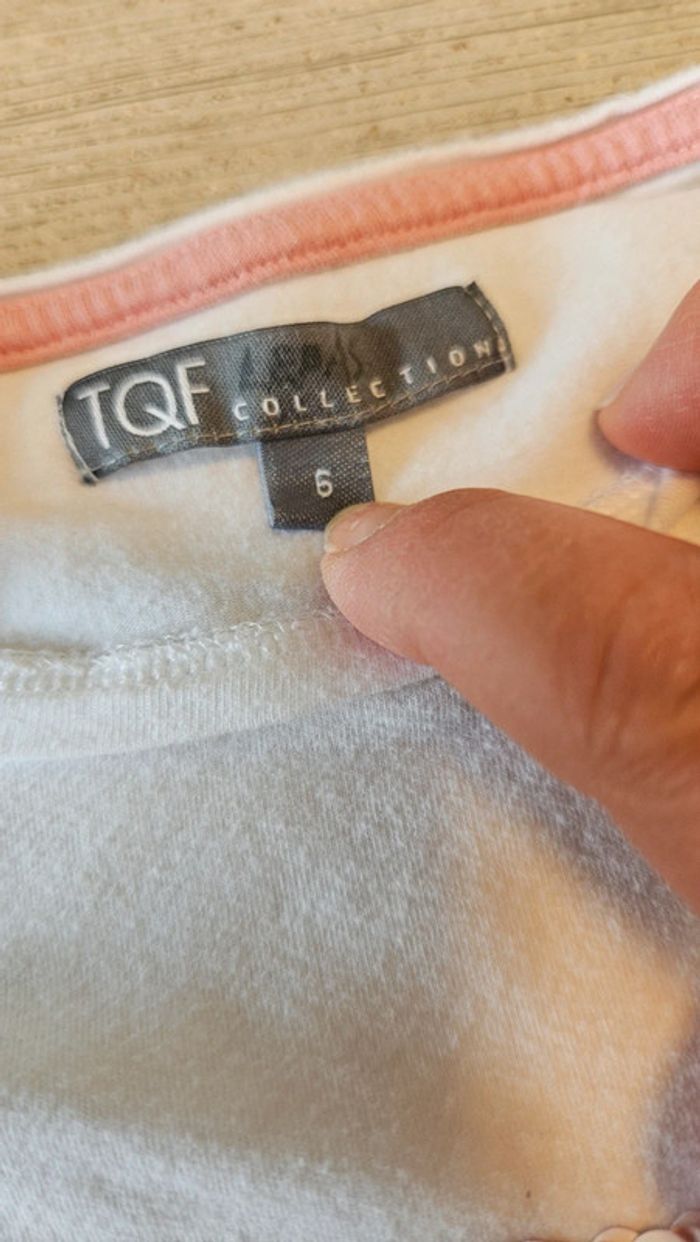 T shirt blanc à manches longues, à sequins, TQF Collection, 6 ans, nickel - photo numéro 5