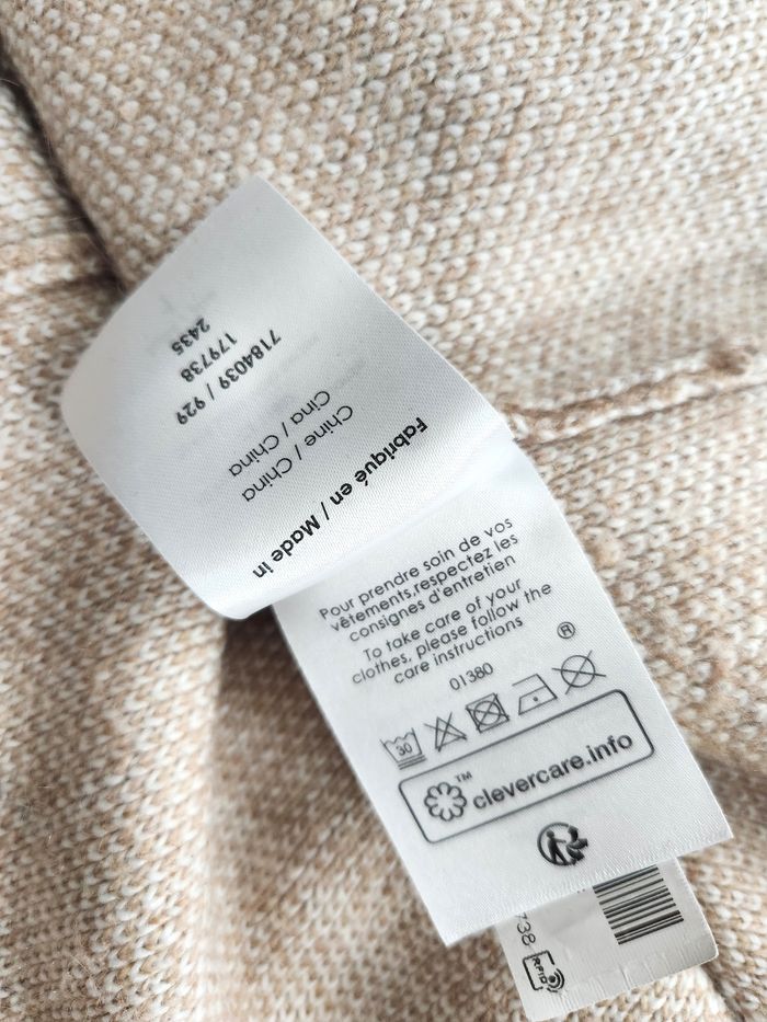 Pull Bréal beige à carreaux Manches 3/4 Taille 1 Taille S - photo numéro 6