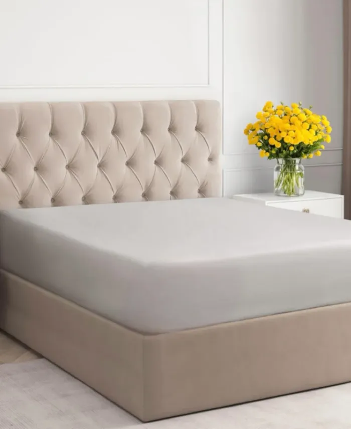 Drap-housse gris clair KRONBORG Jersey Gold 90×200×40 cm – 100 % coton Neuf