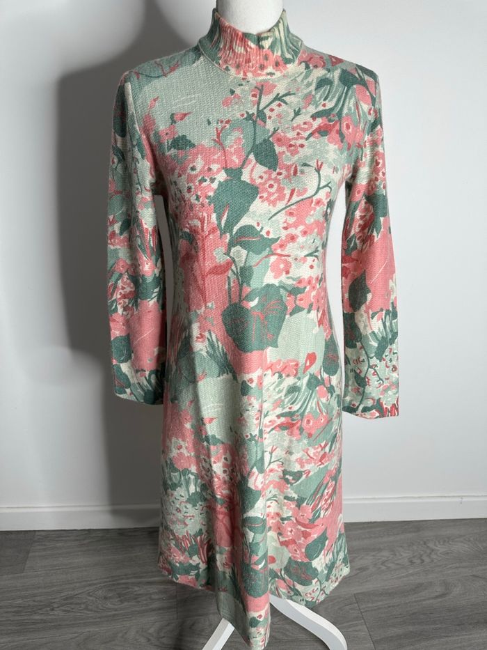 Robe longue à fleurs en cachemire Vintage T38 M