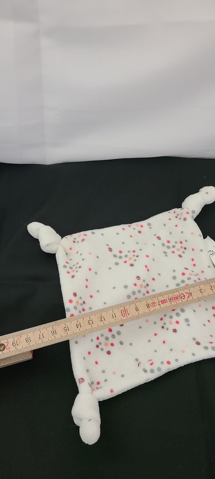 Doudou plat carré blanc pois MES PETITS CAILLOUX CMP - photo numéro 2