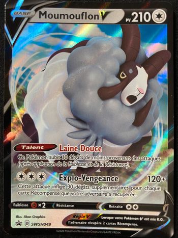 Carte Pokémon rare Moumouflon V 210PV holo SWSH049 TBE