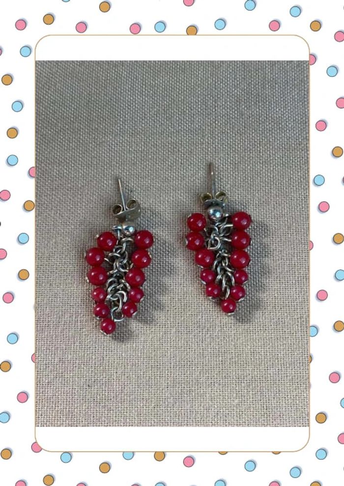 Boucles d’oreilles petites boules rouge - photo numéro 2
