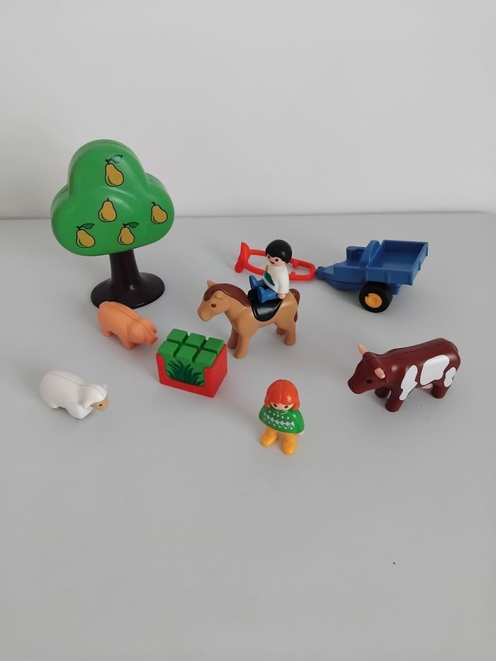 PLAYMOBIL 123 Animaux de la Ferme et Charrette 6620 Complet 🐄🐖 - photo numéro 3