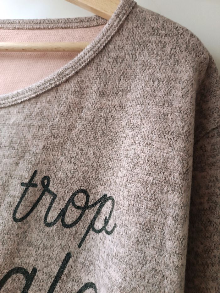 Pull rose/gris chiné taille 46 - photo numéro 3