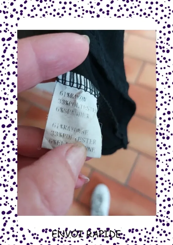 Robe noir moulante, côtelé en coton polyester, épaule dénudé - photo numéro 7