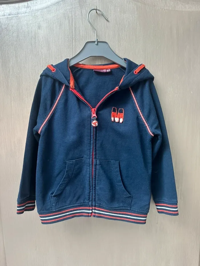 Veste Sweat sergent major 3 ans bleu marine et orange basket - photo numéro 2