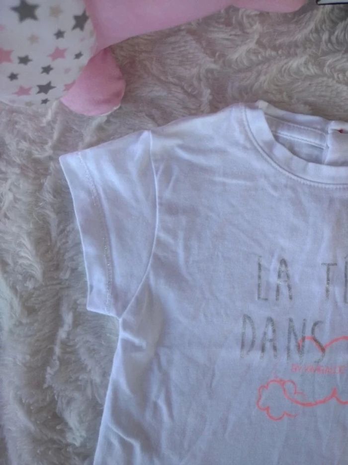 Tee shirt chemise manches courtes Fille 6 mois "La tête dans les nuages" Kimbaloo 100% coton - photo numéro 3