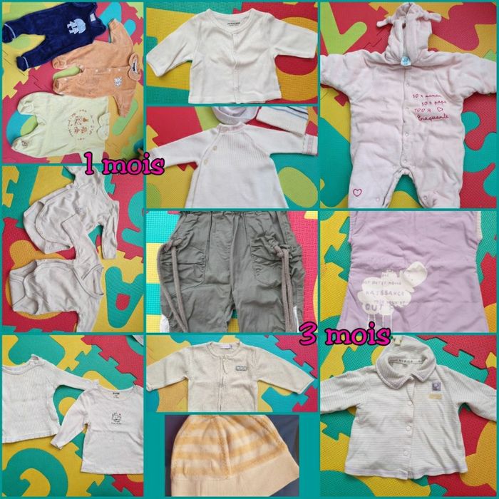 Lot vêtements hiver bébé fille - 17 pièces - 1 et 3 mois