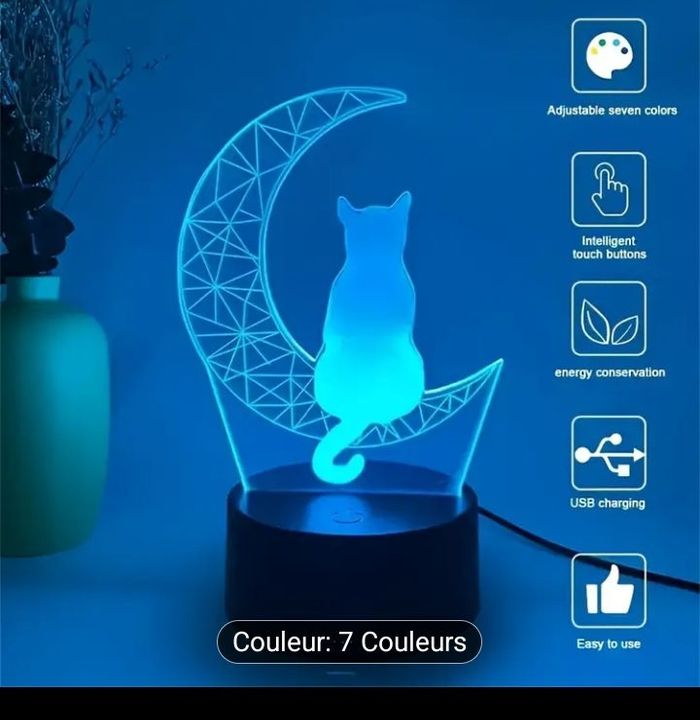 Veilleuse Enfant Chat sur la Lune