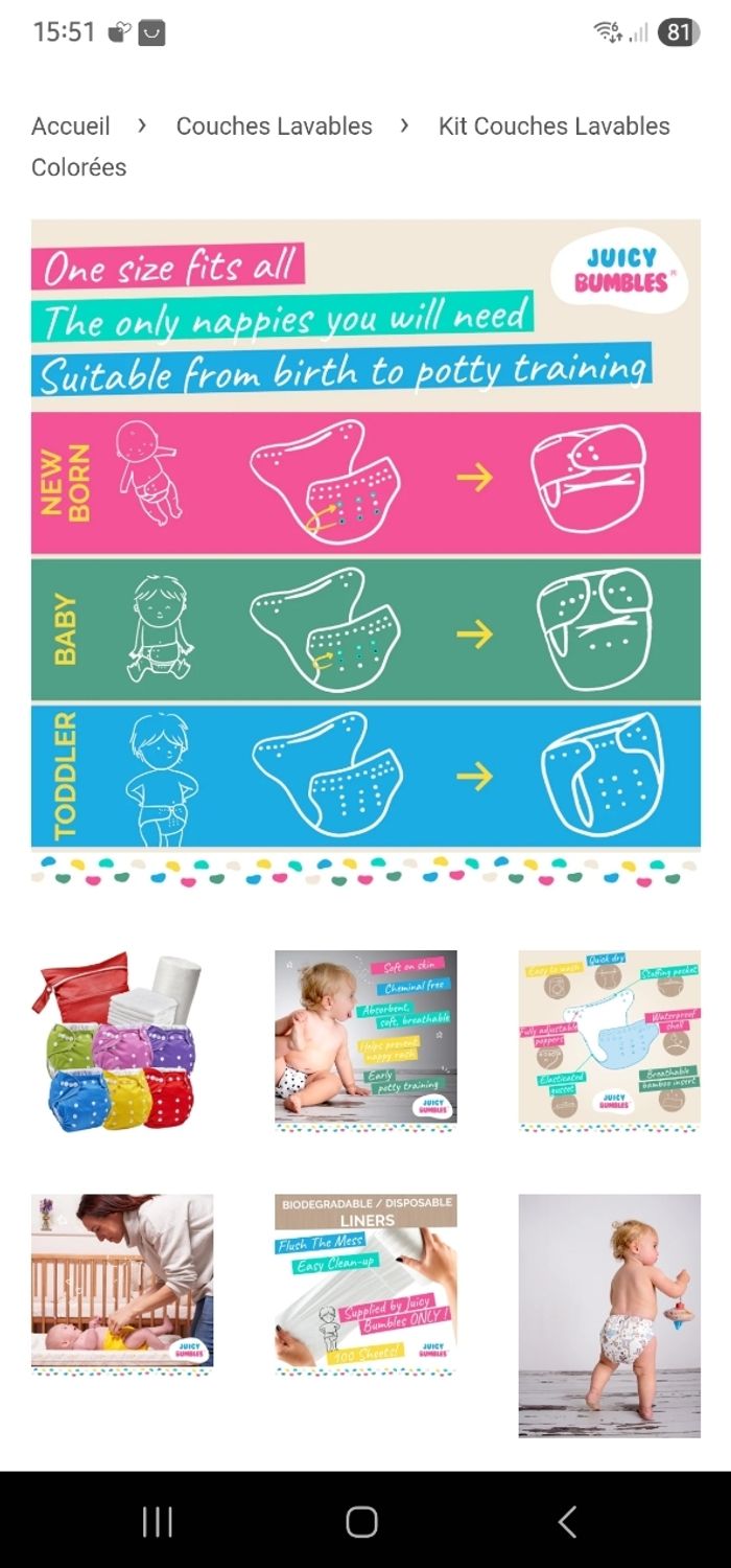 Kit couches lavables evolutive juicy bumbles - photo numéro 6