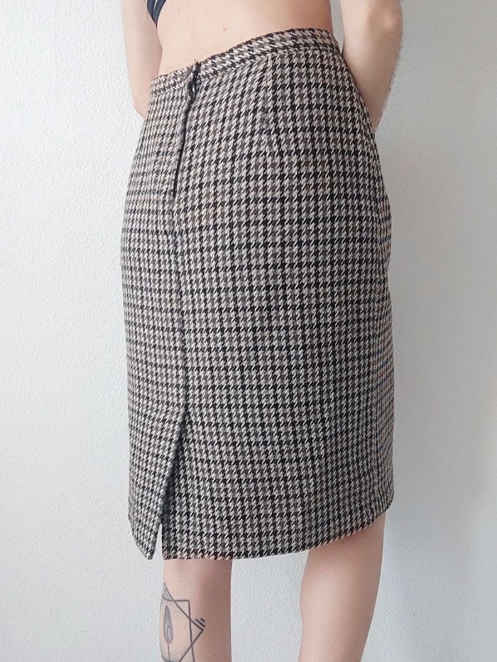 Ensemble tailleur jupe pied de poule marron beige laine vintage / C&A - 38/M ร 40/L - photo numรฉro 9