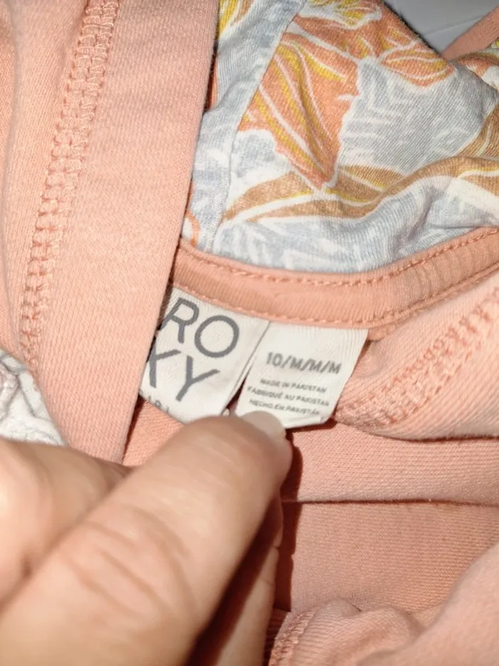 Sweat à capuche 10 ans Roxy abricot avec fleurs exotiques - photo numéro 8