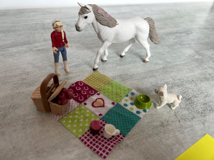 cavalière schleich cheval chien picnic avec accessoires - photo numéro 2