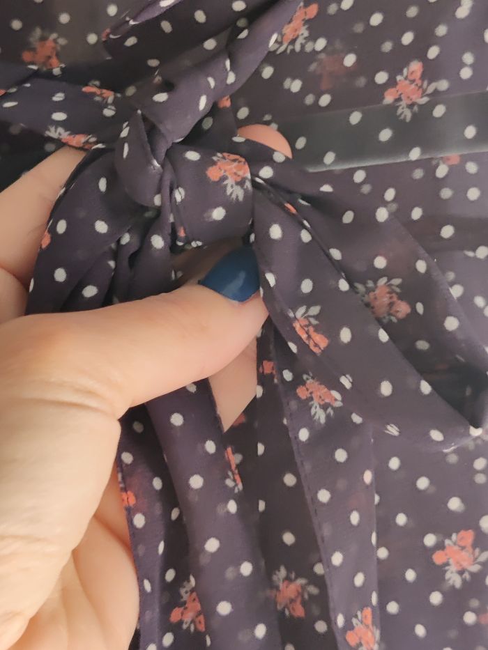 Chemisier blouse pois rétro marine fleurs Pimkie Taille 38 - photo numéro 8
