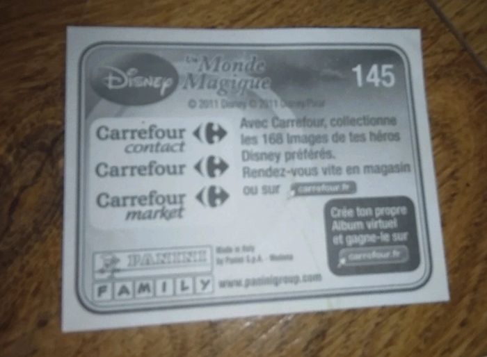 72 cartes autocollant panini le monde magique Disney carrefour - photo numéro 2