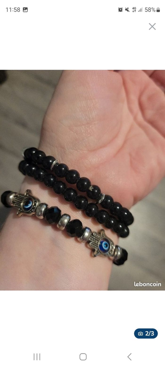 Lot de 3 bracelets à perles noire fantaisie - photo numéro 2