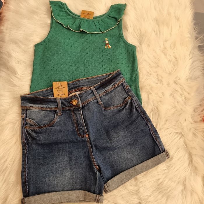 Neufs (non portés) ⚘️🤩😍superbe ensemble  débardeur et short 8 ans fille⚘️🌺🤩😍 - photo numéro 2