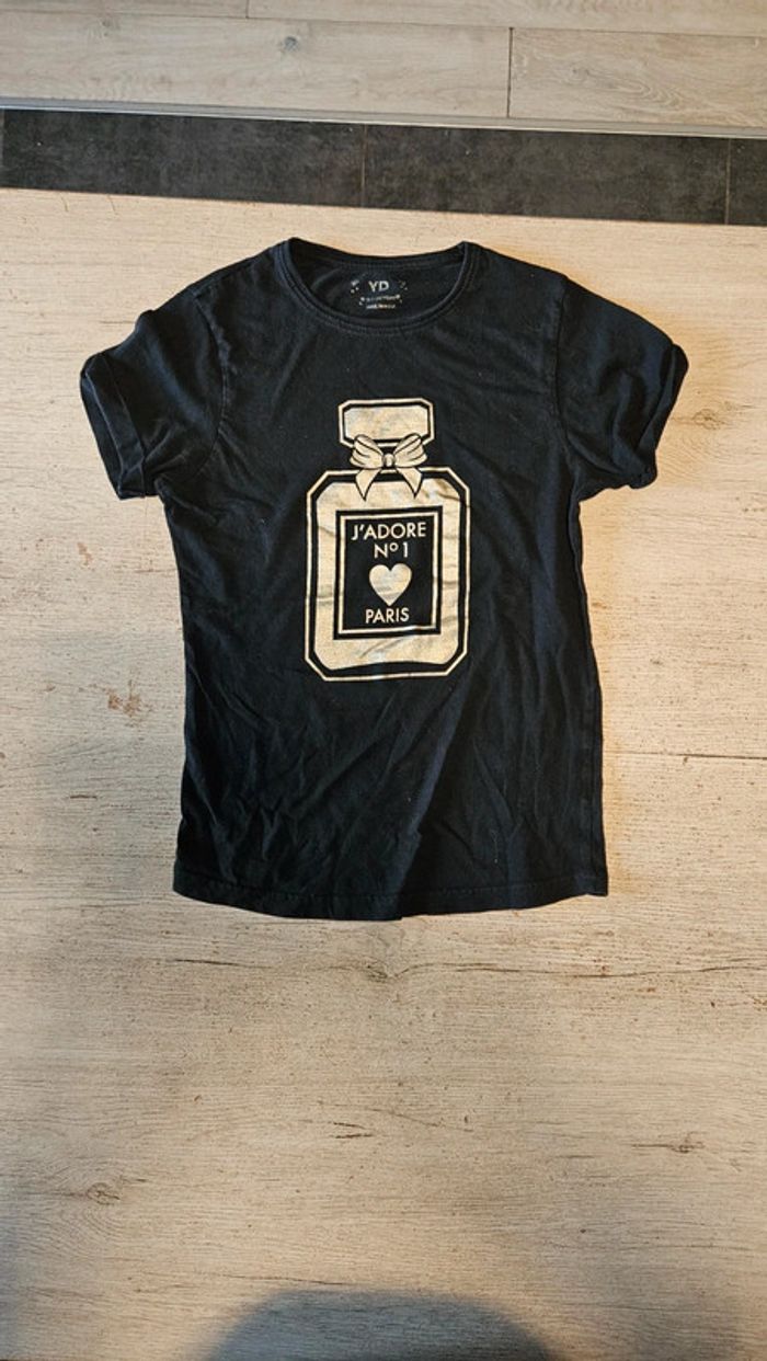 T shirt noir à manches courtes, J adore n°1, YD, 10/11 ans, nickel - photo numéro 2