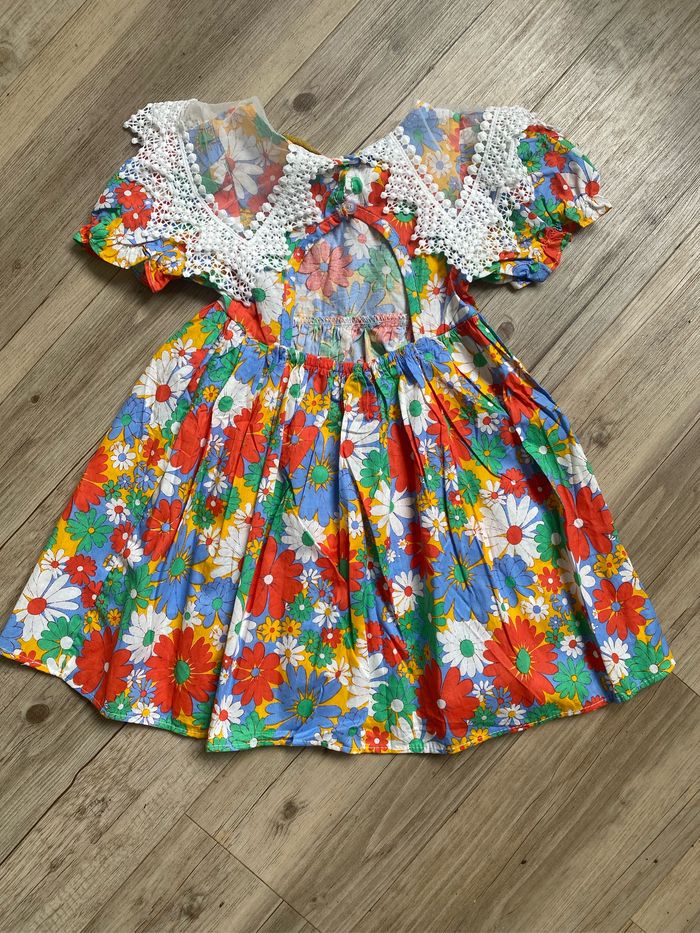 Robe liberty avec col dentelle transparente 3/4 ans - photo numéro 5