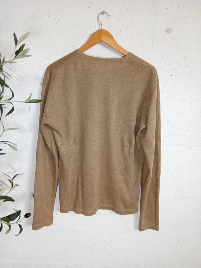 🧥 Pull col V en lin – Soft Grey / La Redoute – Taille L - photo numéro 3