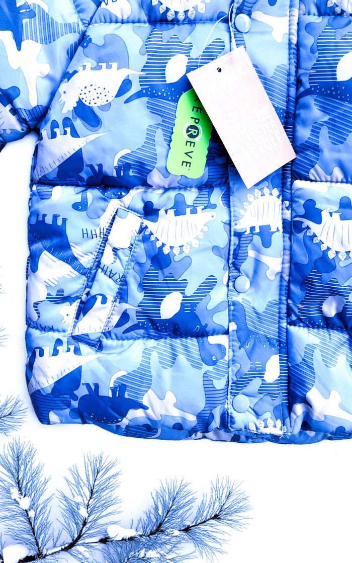GÉMO - NEW - ANORAK GARÇON BLEU IMPRIMÉ DINOSAURES & INTÉRIEUR TYPE POLAIRE 18M - photo numéro 6