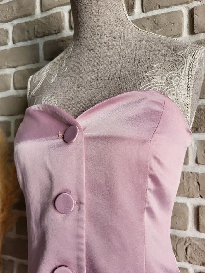 Magnifique bustier boutonné rose satiné Zara - Parfait état - photo numéro 4