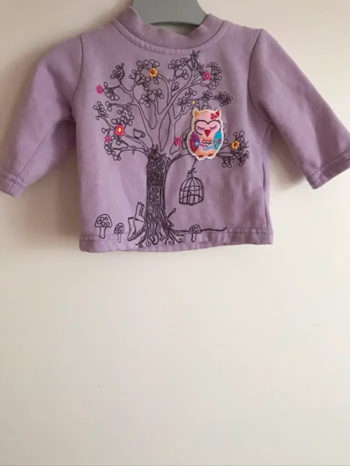 Sweat-shirt hibou 3 mois très bon état