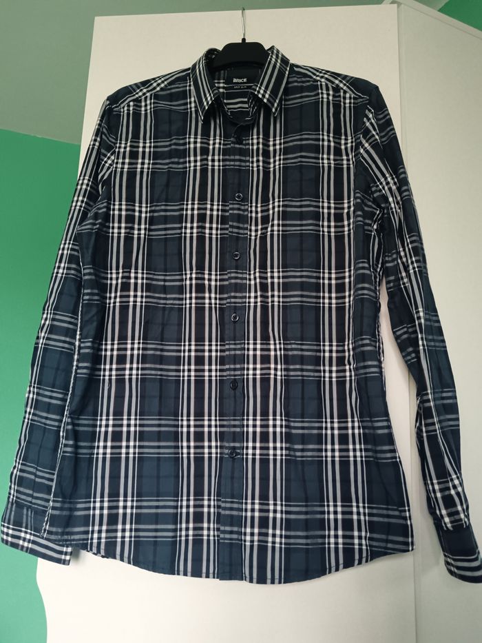 Chemise à carreaux bleue et blanche Brice Taille M– style casual 👕 - photo numéro 3