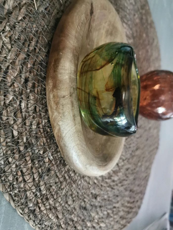 Bracelet manchette vert marbré - photo numéro 2