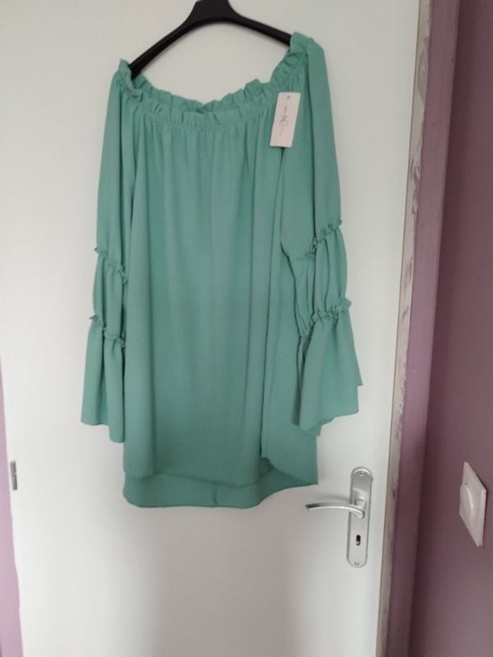 Blouse manches longues verte grande taille