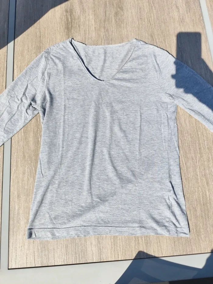 Tee shirt manches longues col en V gris T38 - Arkitect - photo numéro 3
