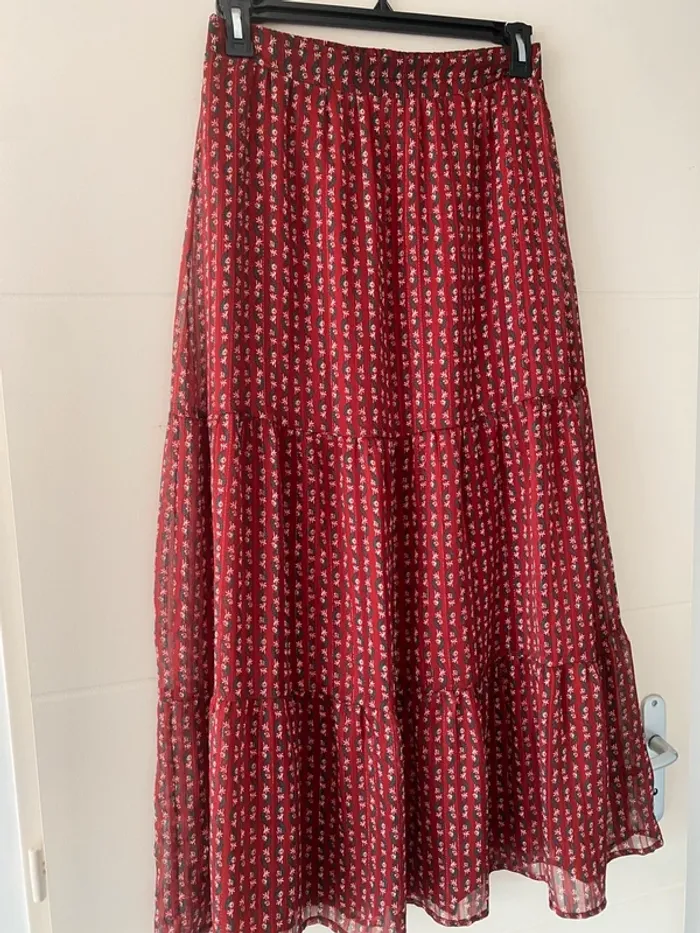 Jupe longue imprimée rouge La petite étoile - Taille 2 - photo numéro 2