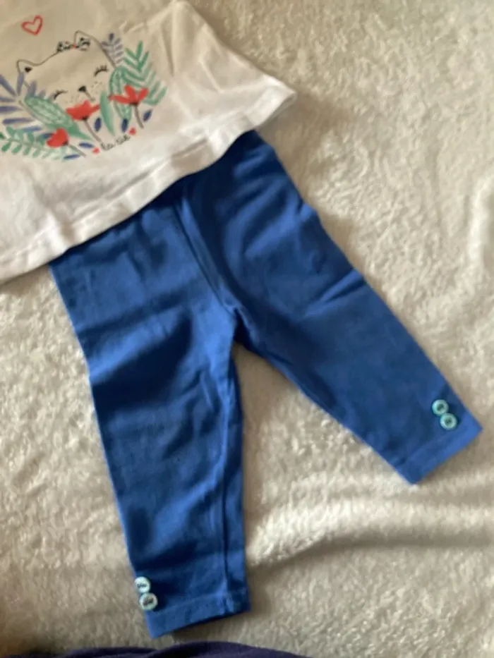 Ensemble, T-shirt, et legging motif chat, 12 mois - photo numéro 4