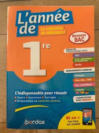 Livre scolaire première tout le programme