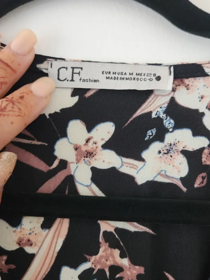 Robe longue fleurie avec ceinture – C.F Fashion - photo numéro 4