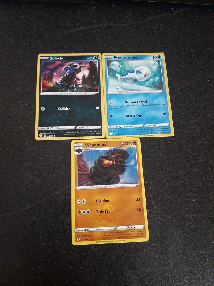 Solochi + Froussardine + Wagomine lot de 3 cartes Pokémon neuves