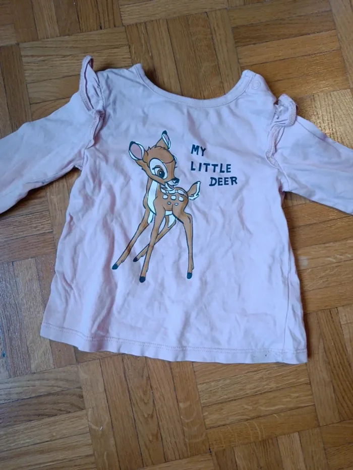 Tee shirt manches longues Disney C&A rose Bambi 18mois 80cm