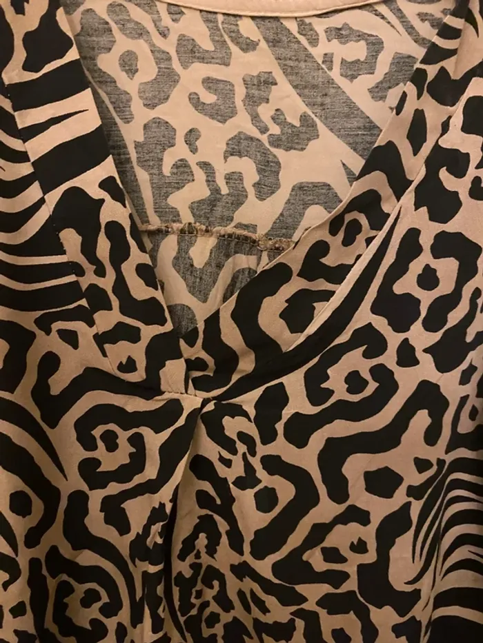 Chemisier neuf  viscose camel et noir taille unique - photo numéro 2