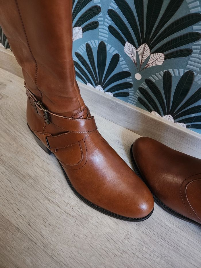 Bottes cuir marrons glacée La Halle - photo numéro 4